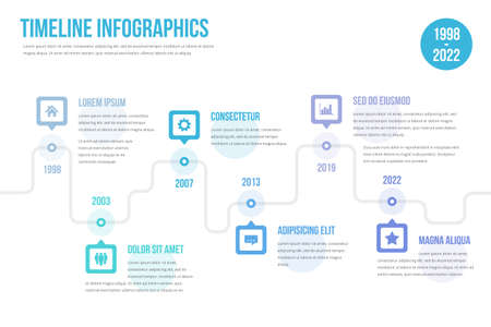 Horizontal timeline template with six elements, infographic template for web, business, presentations, vector eps10 illustrationのイラスト素材