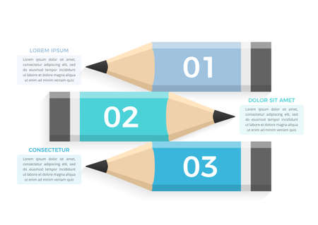 Education infographics with three pencils with text, vector eps10 illustrationのイラスト素材