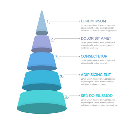 Pyramid with five elements and place for your text, infographic template for web, business, presentations, vector eps10 illustrationのイラスト素材