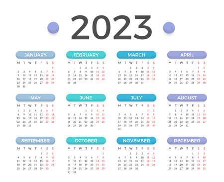 2023 Calendar, week starts on Monday, vector eps10 illustrationのイラスト素材
