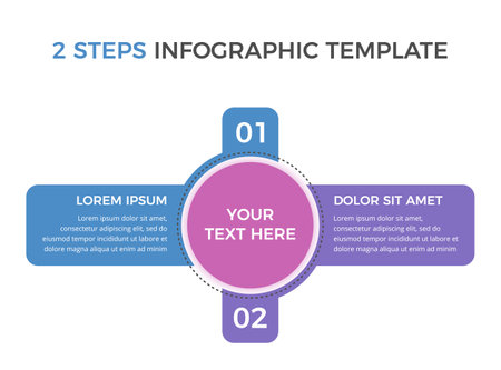 Infographic template with main circle and 2 steps or options, vector eps10 illustrationのイラスト素材