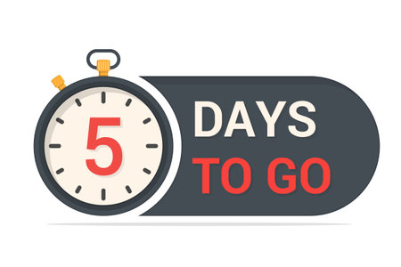 Five days to go concept with stopwatch, vector illustrationのイラスト素材