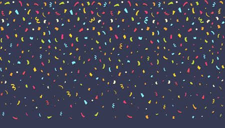Dark background with colorful falling confetti, vector eps10 illustrationのイラスト素材