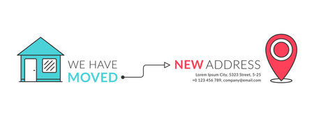 We have moved concept with house and map pin line icons, vector eps10 illustrationのイラスト素材