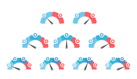 Set of indicators with different amount of segments, gauge charts, vector eps10 illustration
