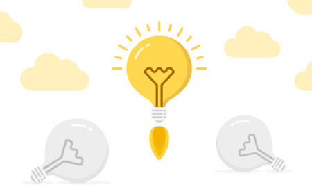 Idea concept with lightbulb as a rocket, start-up concept, vector eps10 illustrationのイラスト素材