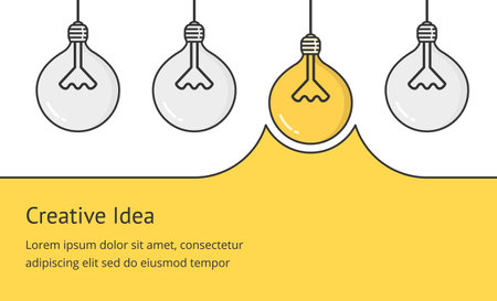 Glowing lightbulb and place for your text, idea concept, vector eps10 illustrationのイラスト素材