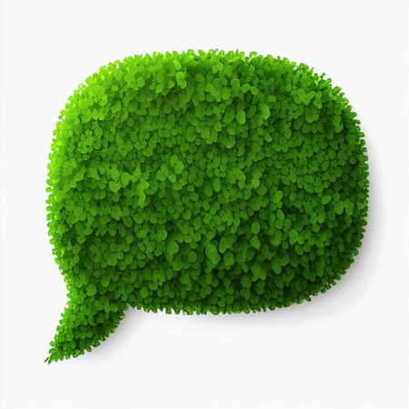 Speech bubble made of summer green leaves on white background, Generative AIの素材