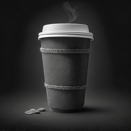 Coffee to go cup chalk drawing on blackboard, Generative AIの素材