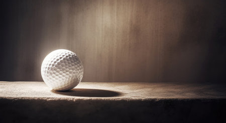 Close-up of a golf ball on the ground, Generative AIの素材
