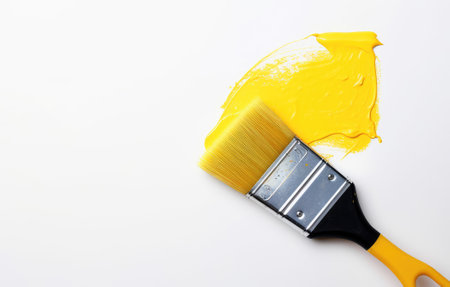 Paintbrush with yellow paint, Generative AIの素材