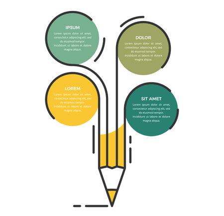 Education infographic with line pencil and four circles for your text, vector eps10 illustrationのイラスト素材