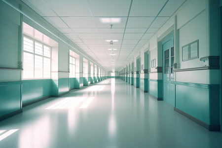 Empty corridor in hospital, Generative AIの素材