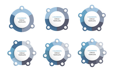 Circles divided on segments, infographic templates for circle diagrams, vector eps10 illustrationのイラスト素材