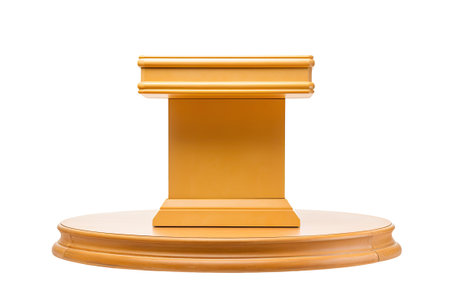 Orange podium isolated on white background, Generative AIの素材