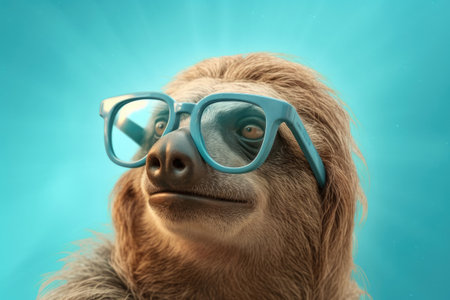 Portrait of a sloth wearing glasses, Generative AIの素材