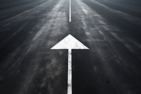 White arrow on asphalt road, Generative AIの素材