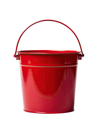 Red metallic bucket isolated on white background, Generative AIの素材