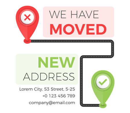 We have moved concept with road and map pins, vector eps10 illustrationのイラスト素材