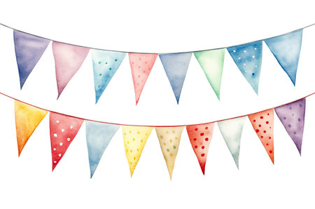 Watercolor illustration of bunting isolated on white background, Generative AIの素材