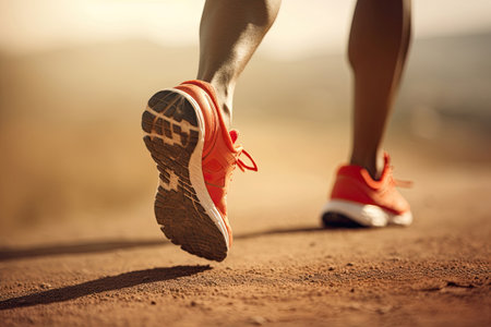 Man athlete running on the gravel road, Generative AIの素材
