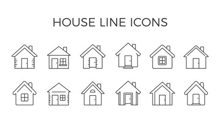 Set of house line icons, vector eps10 illustrationのイラスト素材
