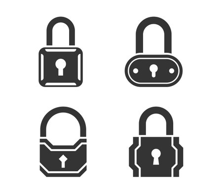 Four lock icons on white background, vector eps10 illustrationのイラスト素材