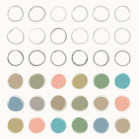 Hand drawn line and brush painted circles with place for your text, vector eps10 illustrationのイラスト素材