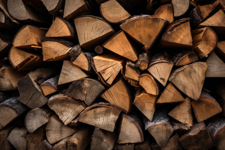 Stacked chopped firewood backgroundの素材