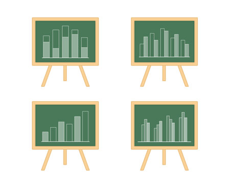 Four blackboards with bar graphs, vector eps10 illustrationのイラスト素材