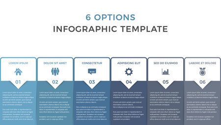 Business infographic design template with six options or steps, process, workflow template, vector eps10 illustrationのイラスト素材