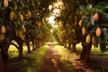 Trail in mango trees gardenの素材