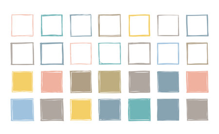 Set of handdrawn colored squares with place for your text, vector eps10 illustrationのイラスト素材