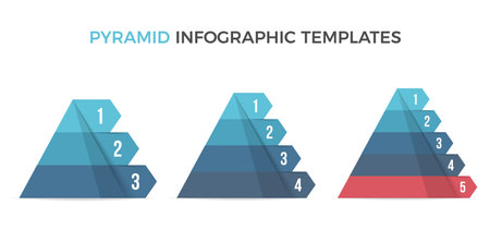 Three pyramid infographic templates, vector eps10 illustrationのイラスト素材