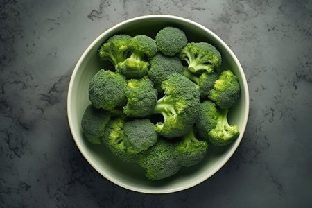 Bowl with broccoli on concrete backgroundの素材