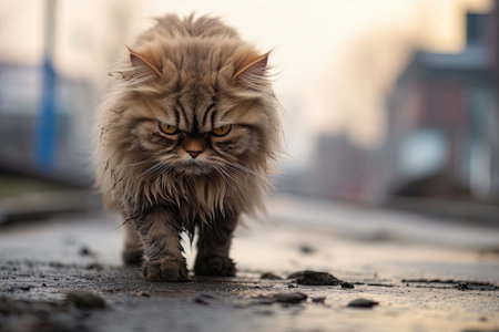 Stray cat going on the streetの素材