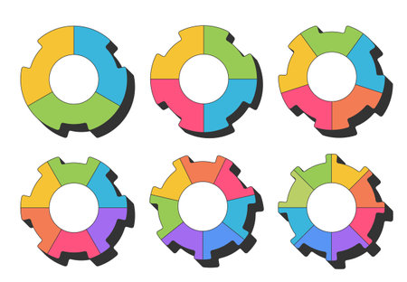 Circles divided on parts, infographic templates for circle diagrams, pie charts, vector illustrationのイラスト素材