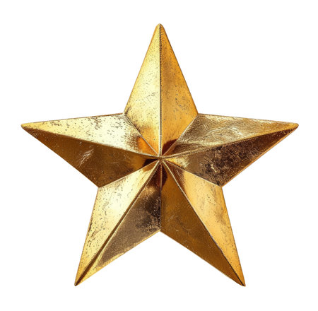 Golden star isolated on white backgroundの素材