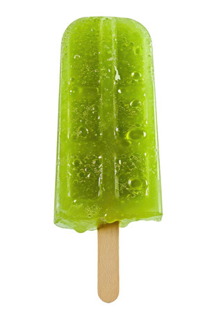 Green fruit ice lolly isolated on white backgroundの素材
