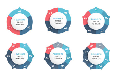 Circles divided on parts, infographic templates for circle diagrams, vector illustrationのイラスト素材
