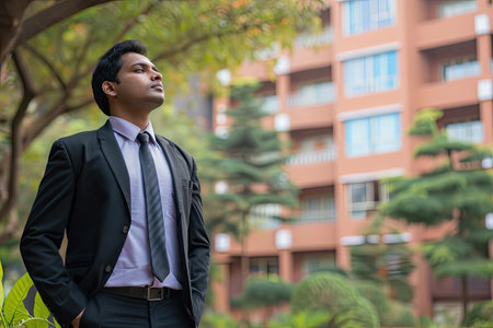 Indian businessman standing on the streetの素材