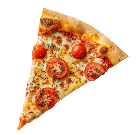 Slice of pizza isolated on white backgroundの素材