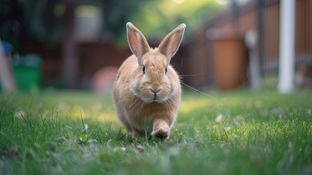 Rabbit walking on the grass in the countrysideの素材