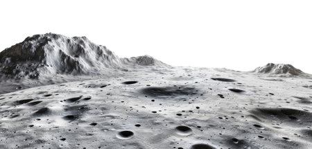 Lunar landscape isolated on white backgroundの素材