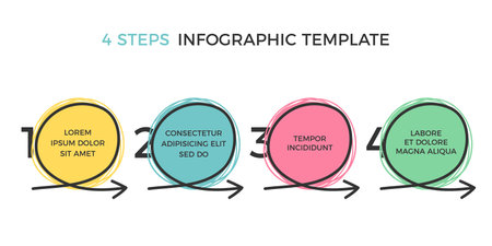 Infographic template with four elements for your text with hand circles and arrows, vector eps10 illustrationのイラスト素材