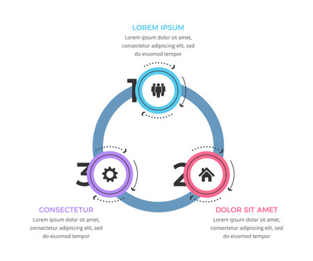 Circle diagram template with three elements, infographic template, vector eps10 illustrationのイラスト素材