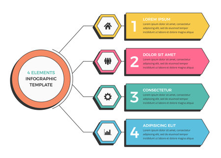Infographic template with four options or steps with place for icons and text, vector eps10 illustrationのイラスト素材