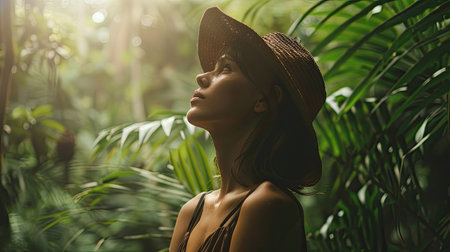 Portrait of woman in the rainforestの素材