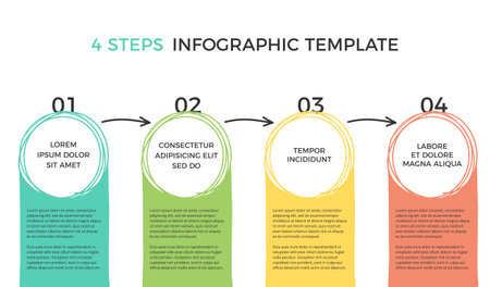 Infographic template with four hand drawn elements with place for your text, vector illustrationのイラスト素材