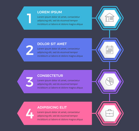 Infographic template with four options or steps with place for icons and text, vector eps10 illustrationのイラスト素材